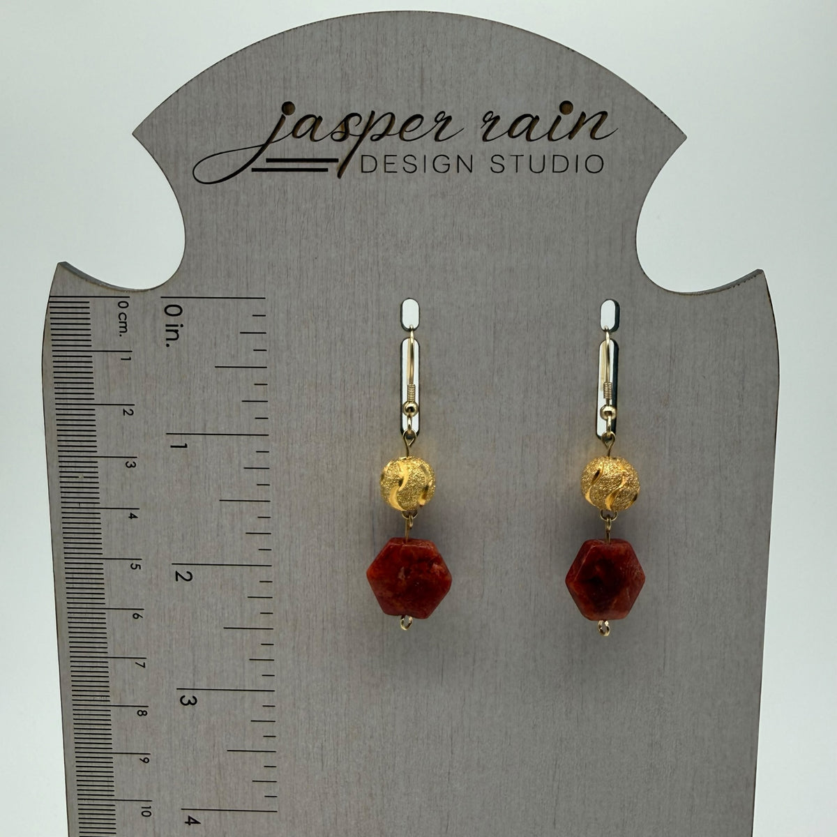 Red Jasper and Gold Dangle Earrings