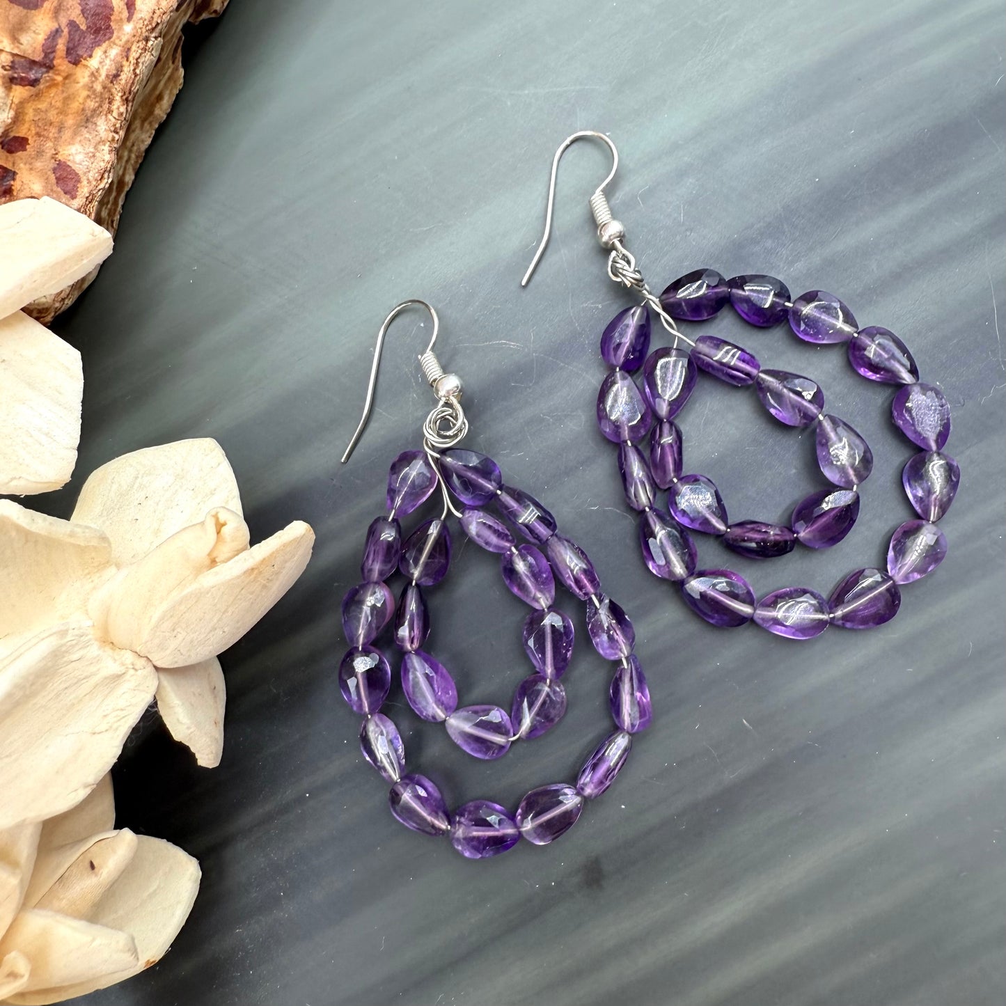Amethyst hoop earrings