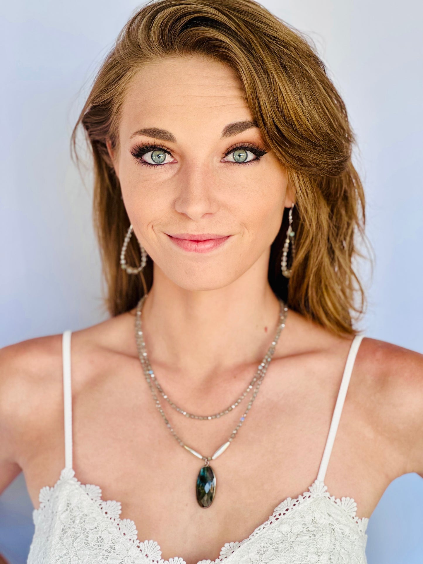 Dainty Labradorite and silver necklace, adjustable