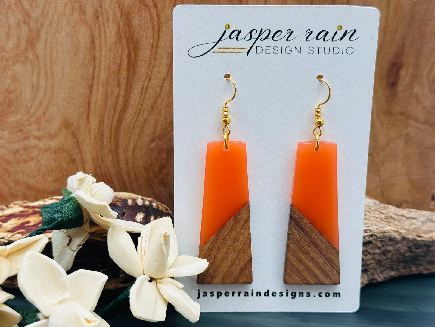 Resin and wood earrings