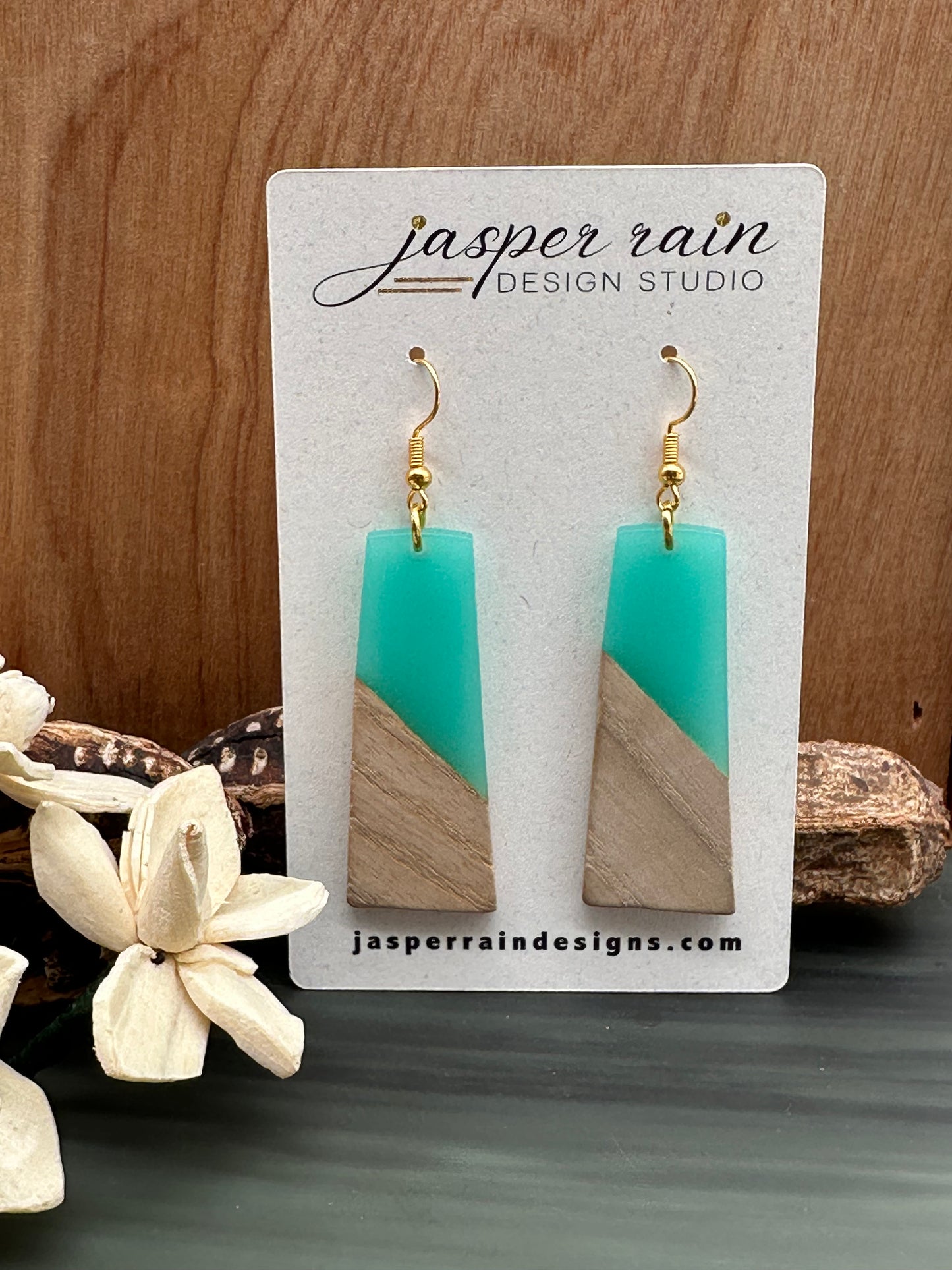 Resin and wood earrings