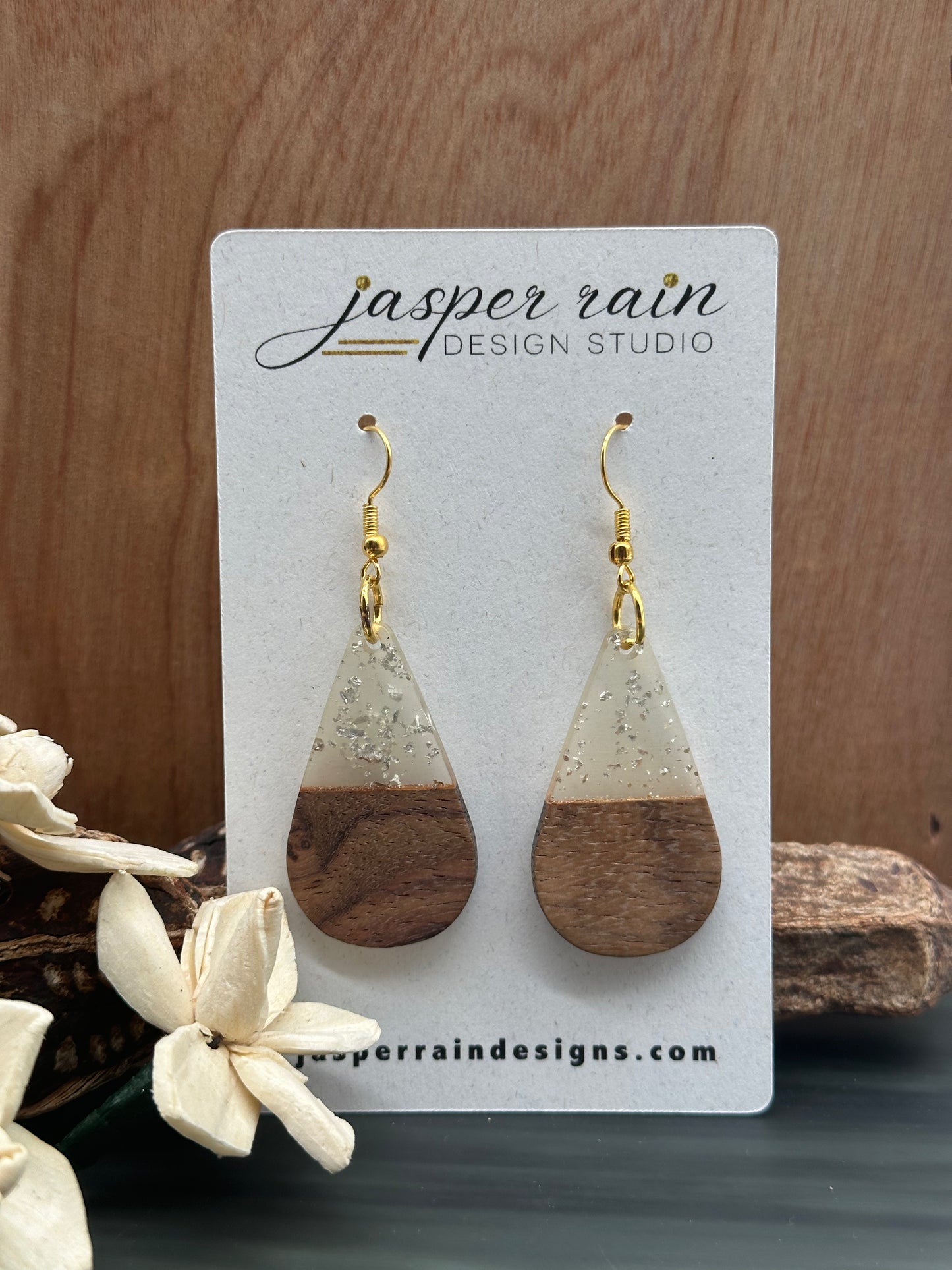 Resin and wood earrings