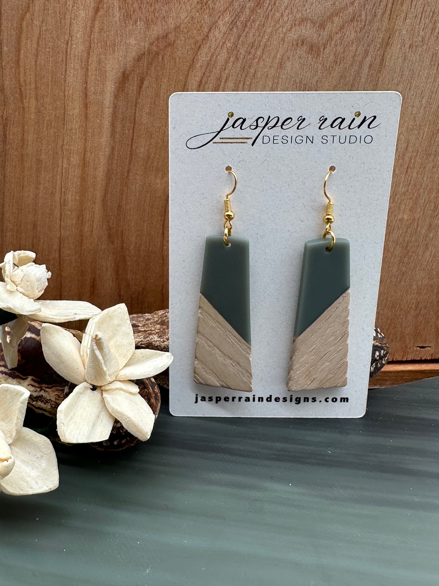 Resin and wood earrings