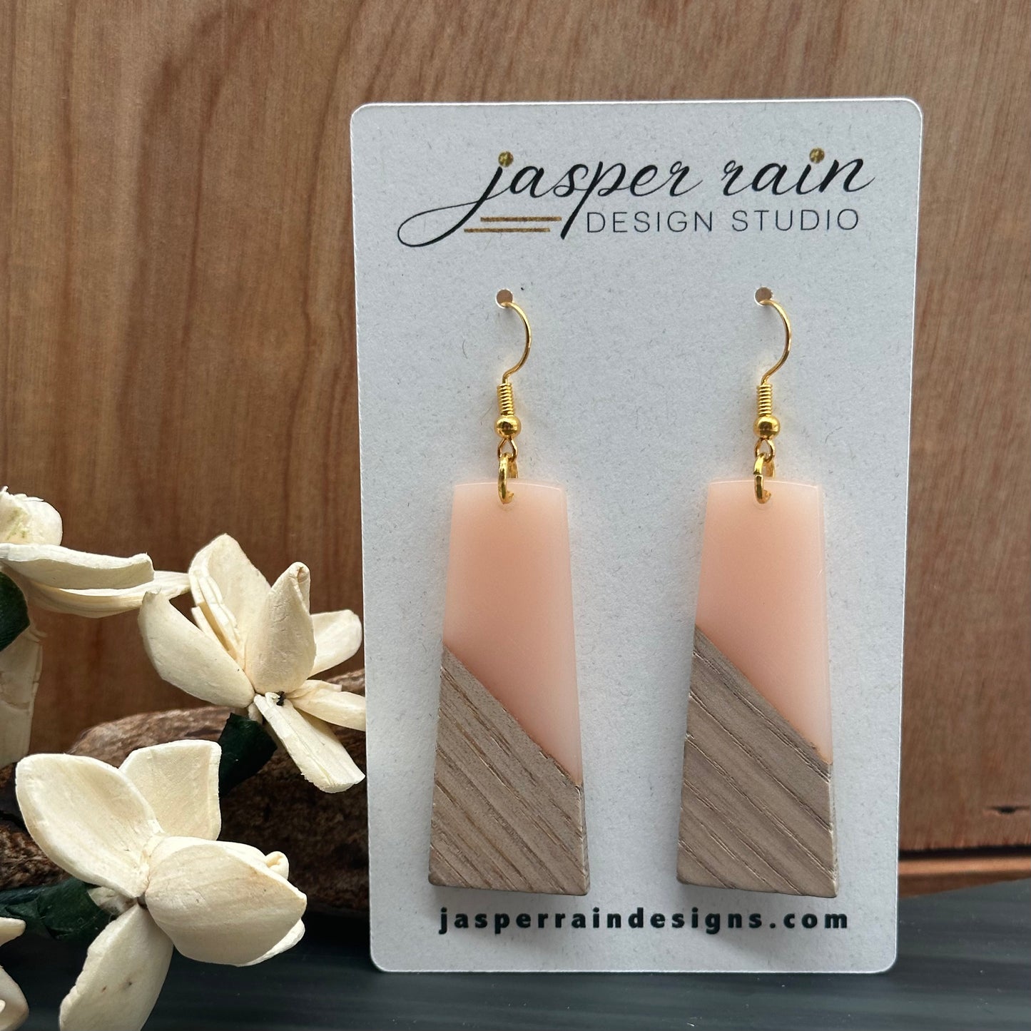 Resin and wood earrings