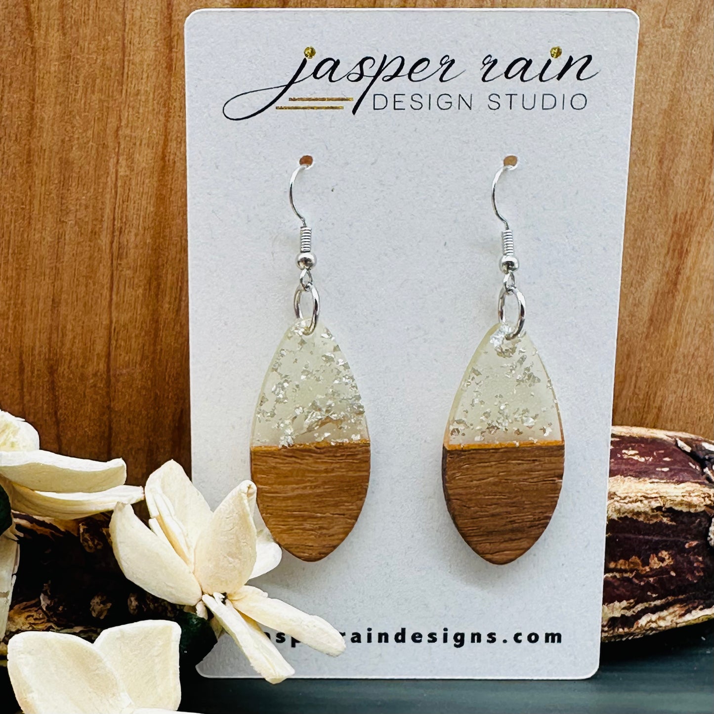 Resin and wood earrings