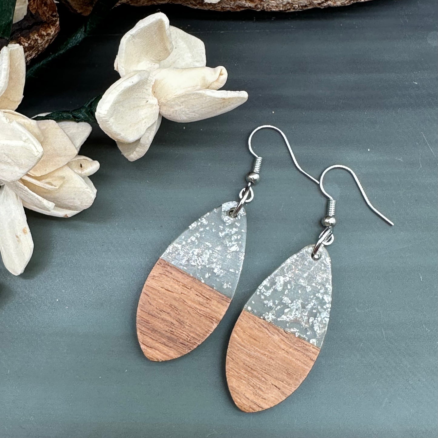 Resin and wood earrings