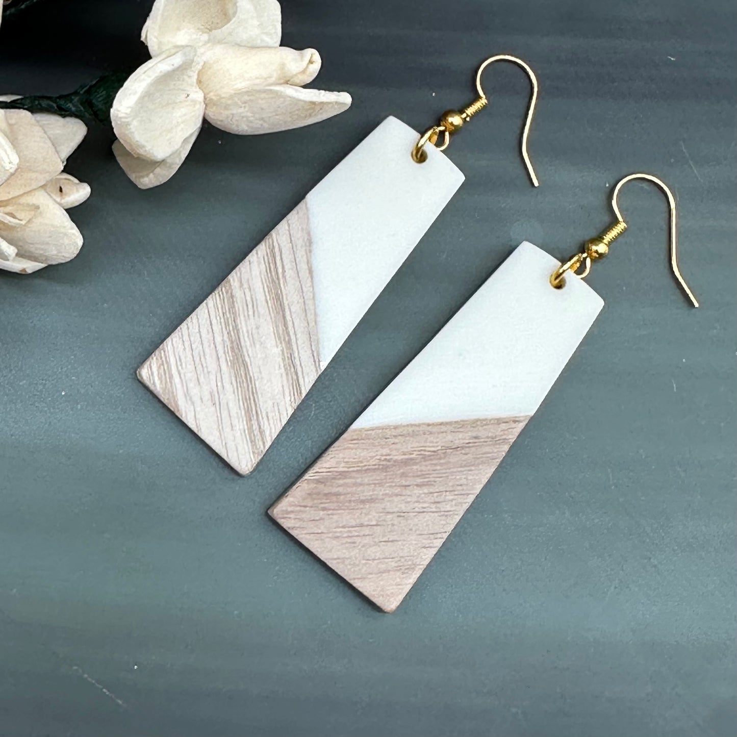 Resin and wood earrings