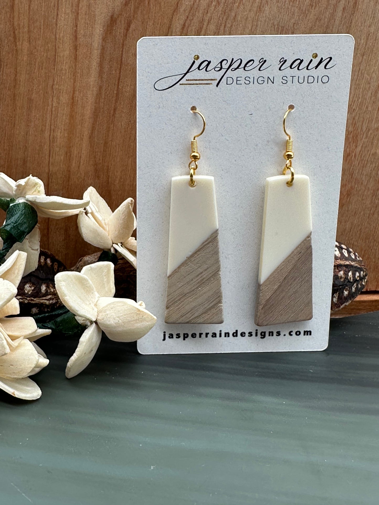 Resin and wood earrings