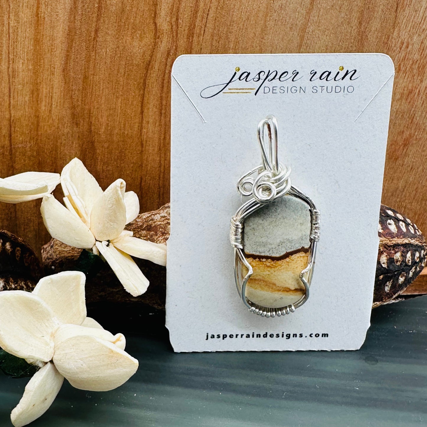 Horsethief picture Jasper oval pendant
