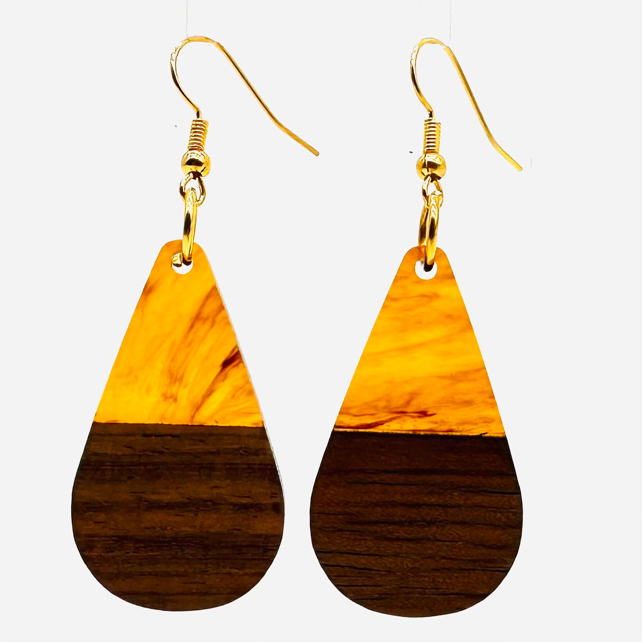 Resin and wood earrings