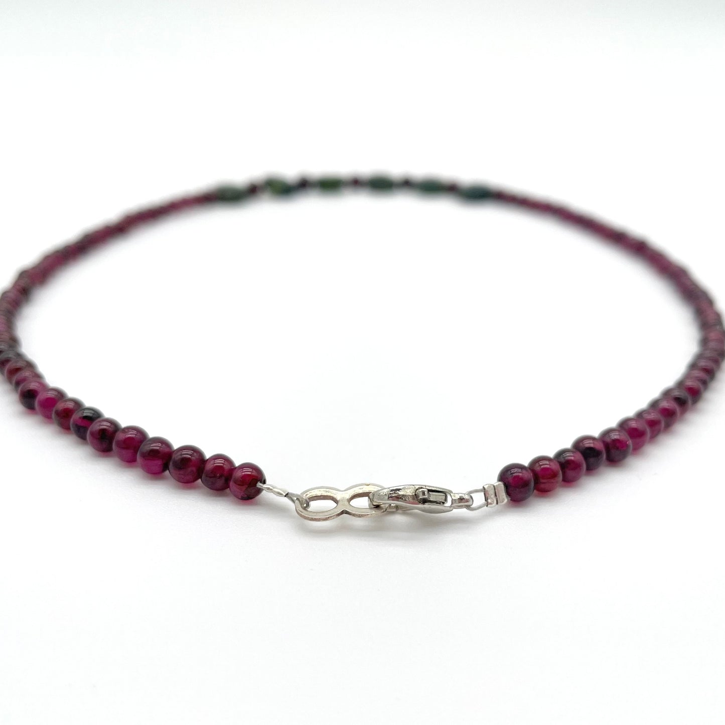 Natural Garnet and Jade coin necklace