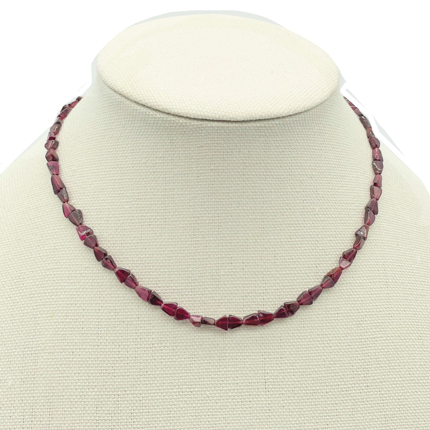 Dainty natural garnet necklace, adjustable