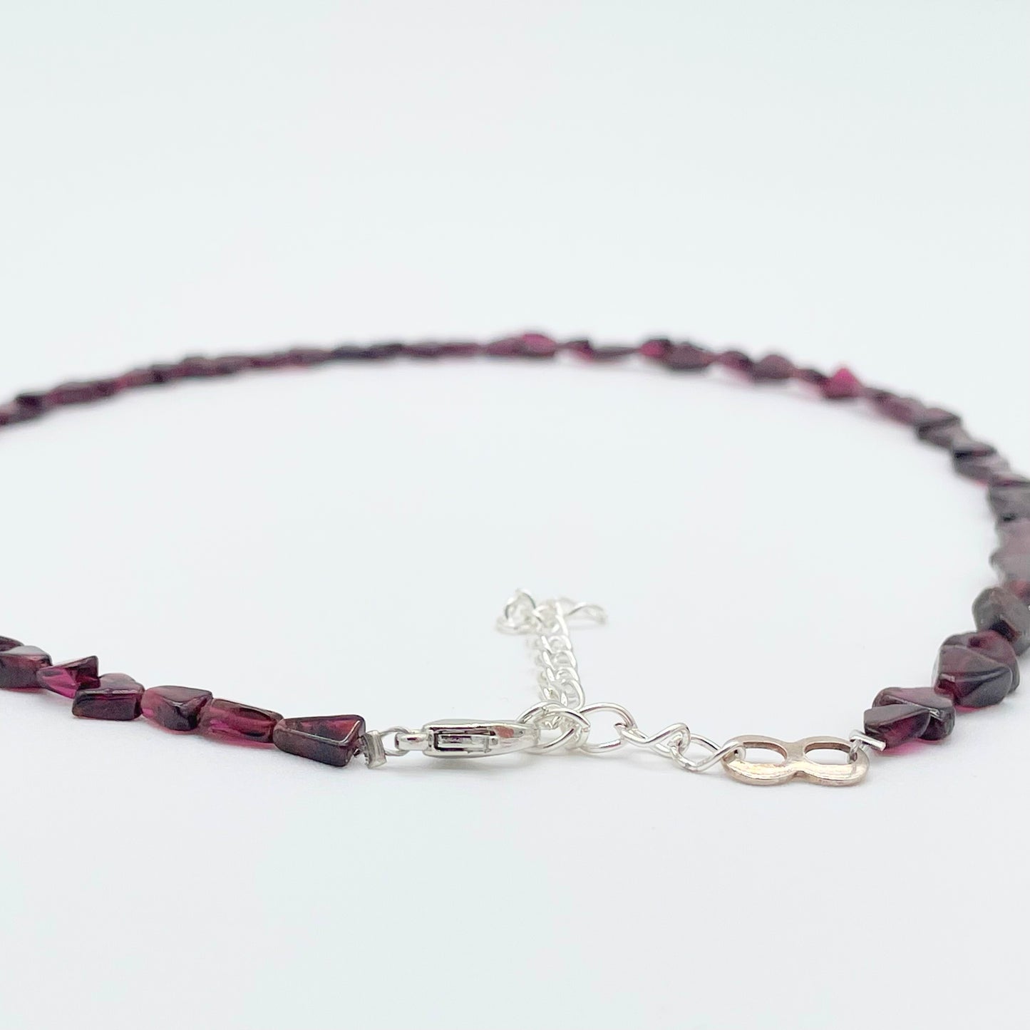 Dainty natural garnet necklace, adjustable