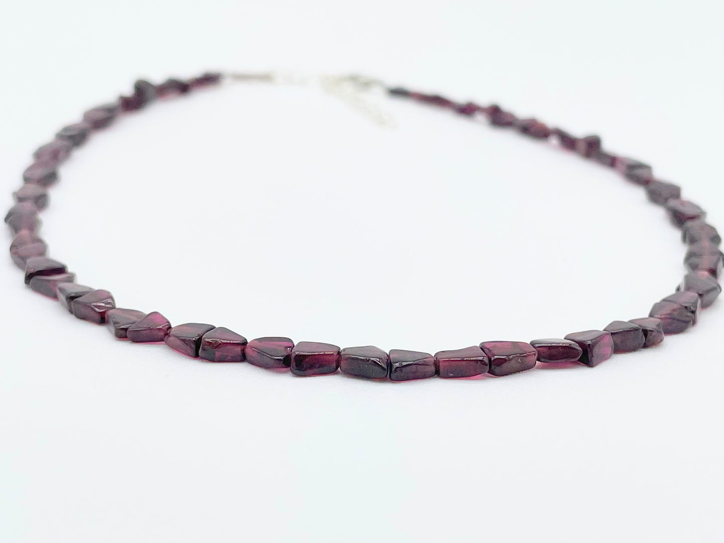 Dainty natural garnet necklace, adjustable