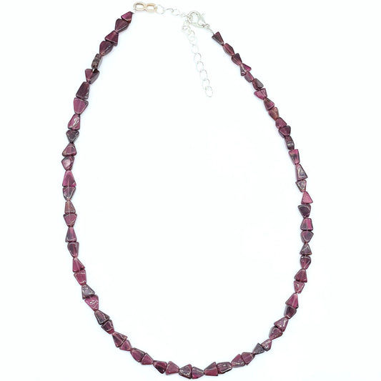 Dainty natural garnet necklace, adjustable