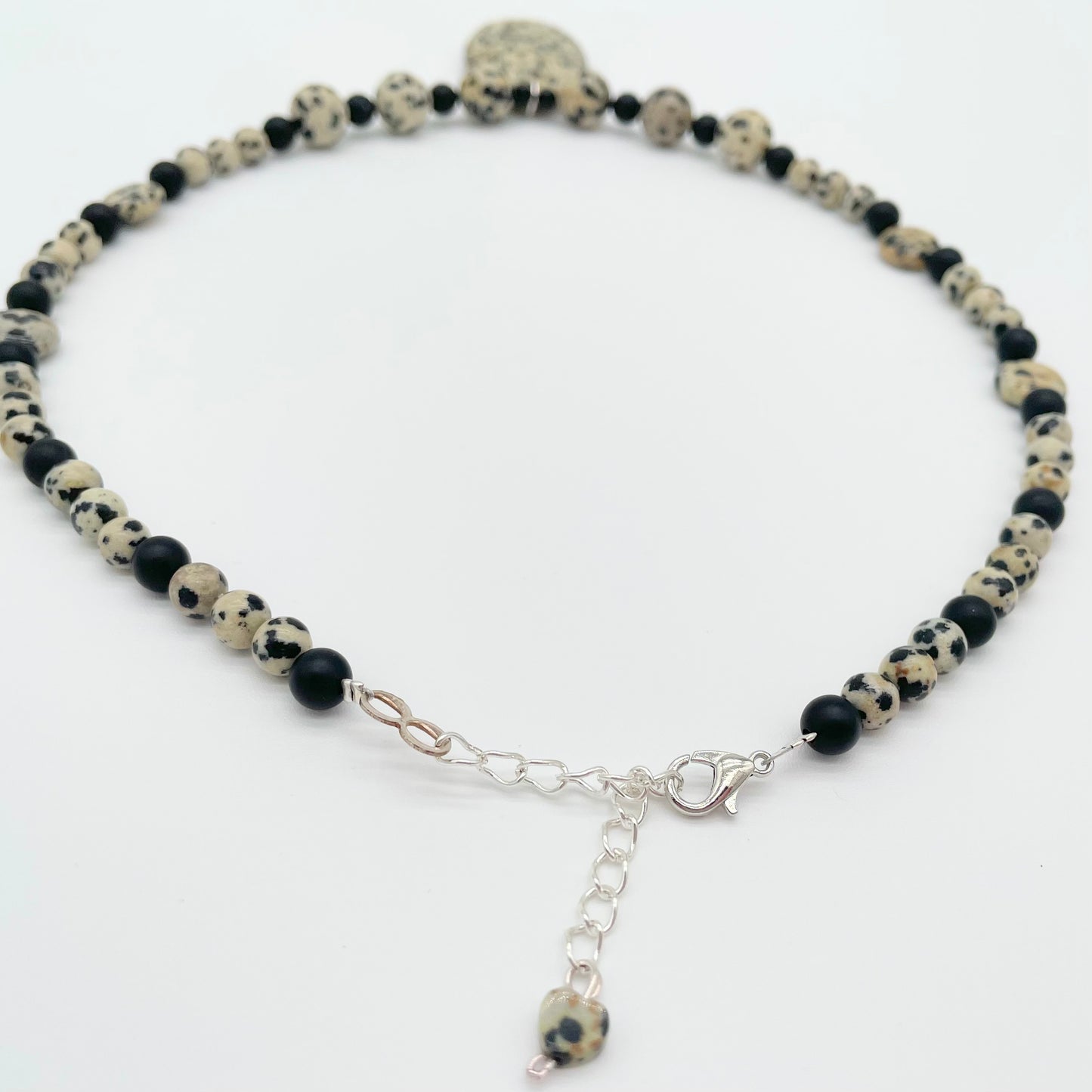 Dalmatian Jasper pendant necklace, handmade and adjustable