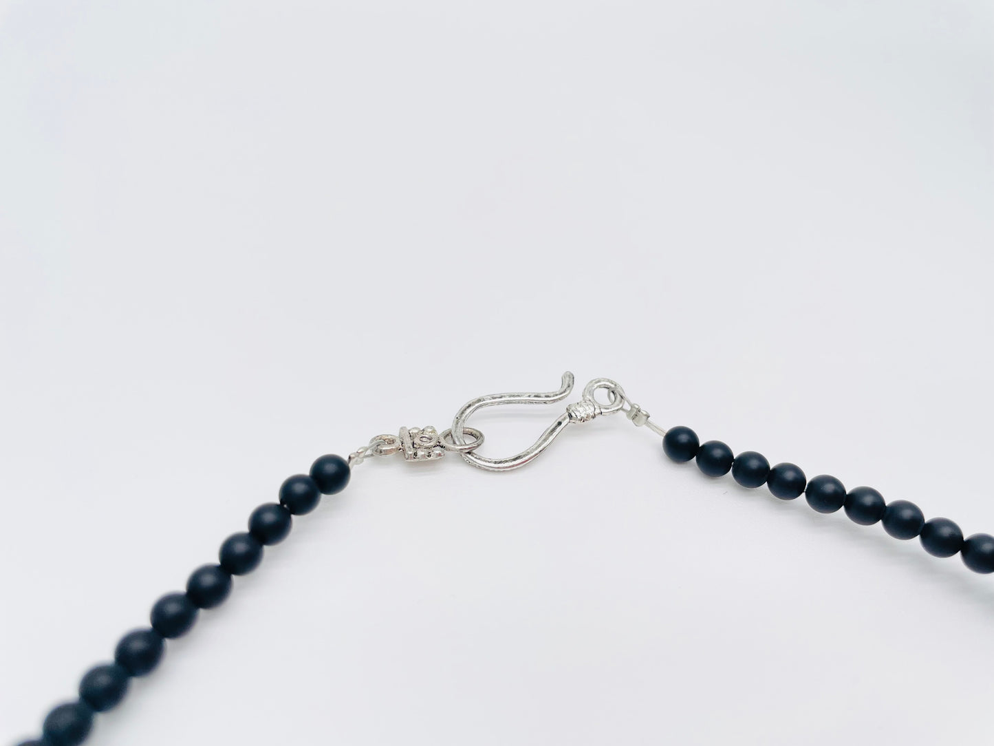 Black Silk Stone chip necklace with matte Black Onyx