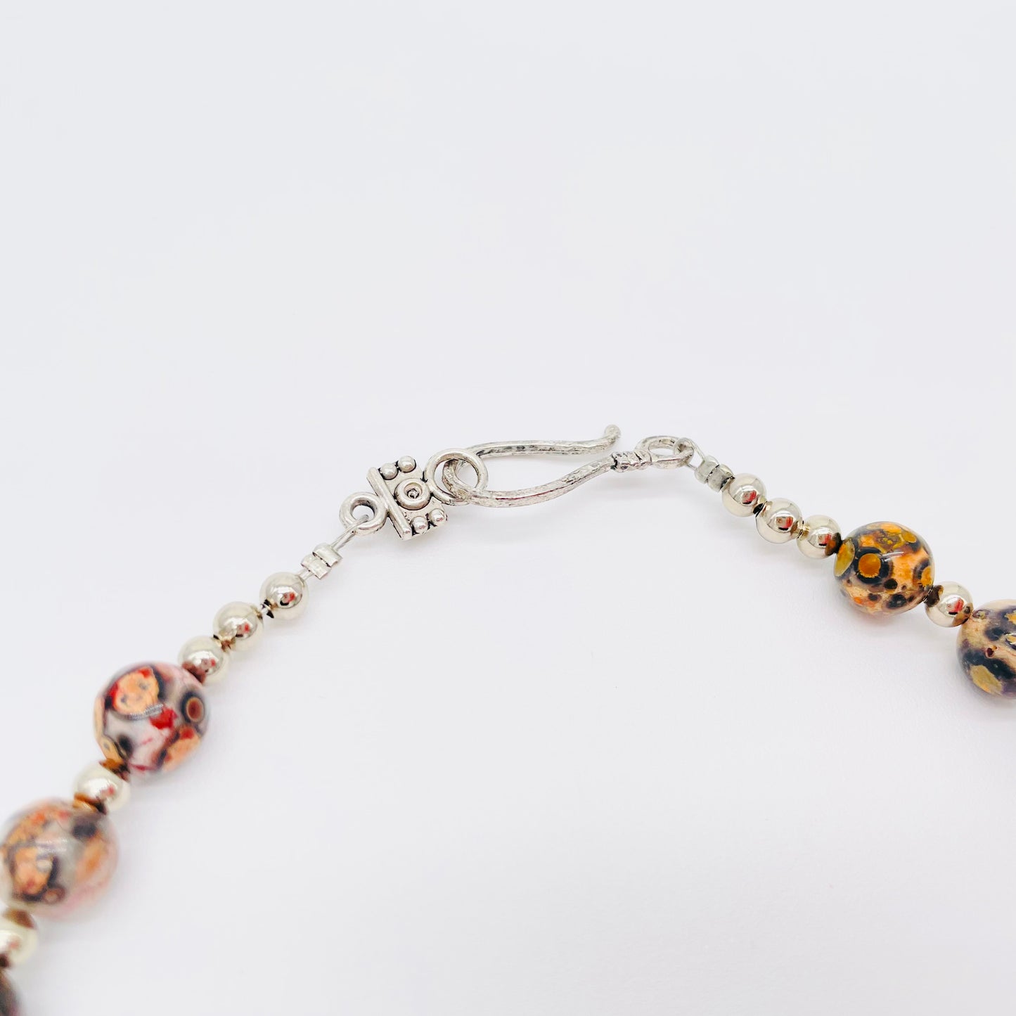 Men's Natural Leopard Skin Jasper and silver necklace