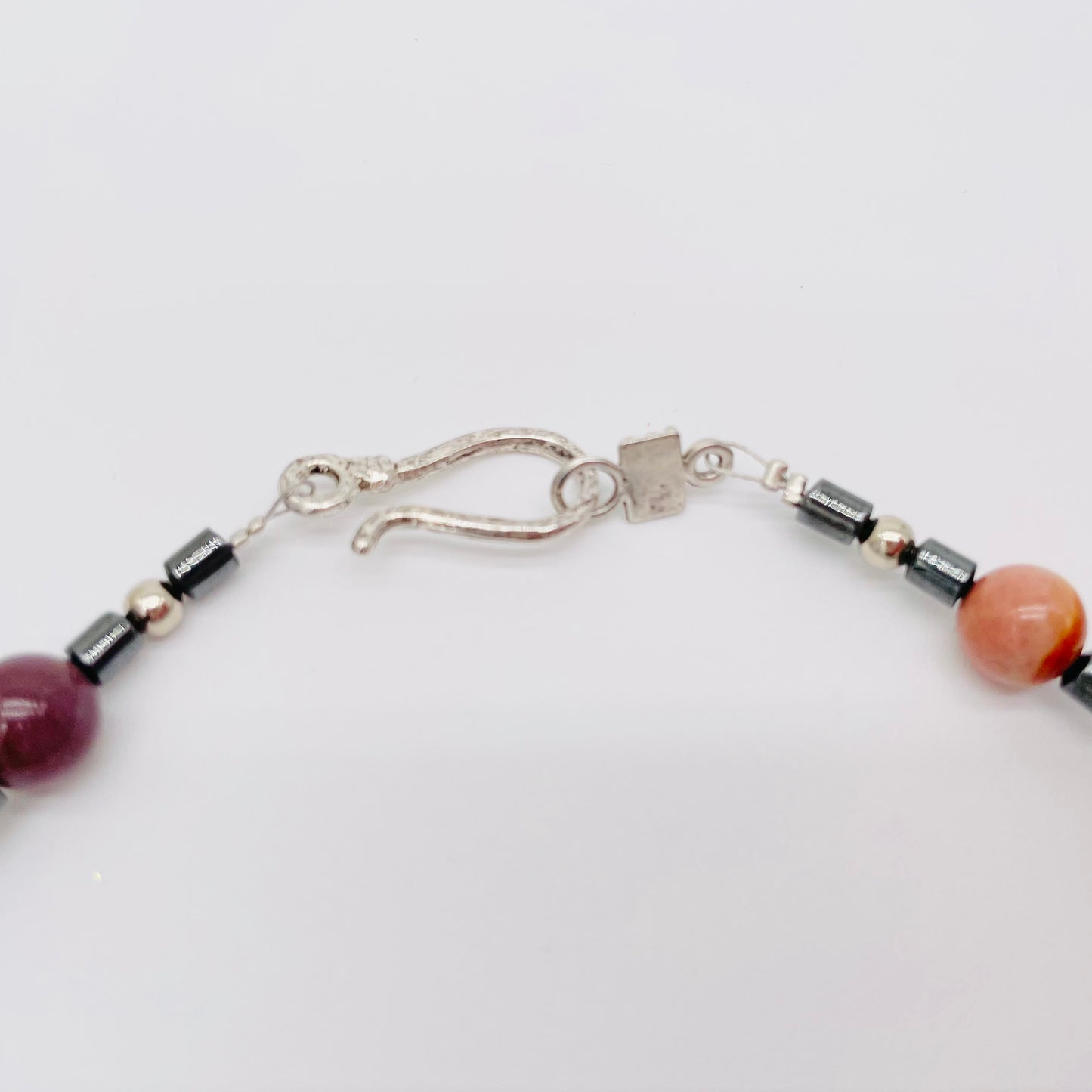 Men's Natural Fancy Jasper and Hematite gemstone necklace