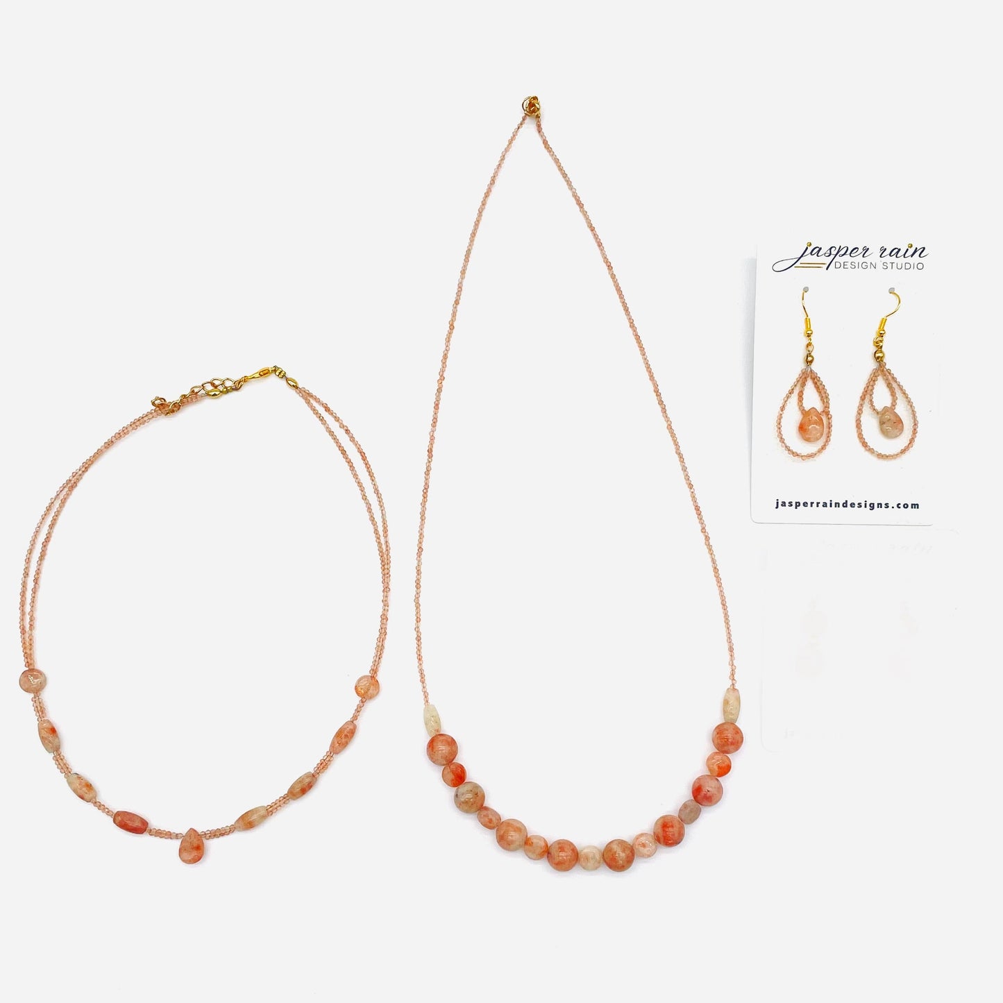 Sparkling Sunstone dainty teardrop earrings