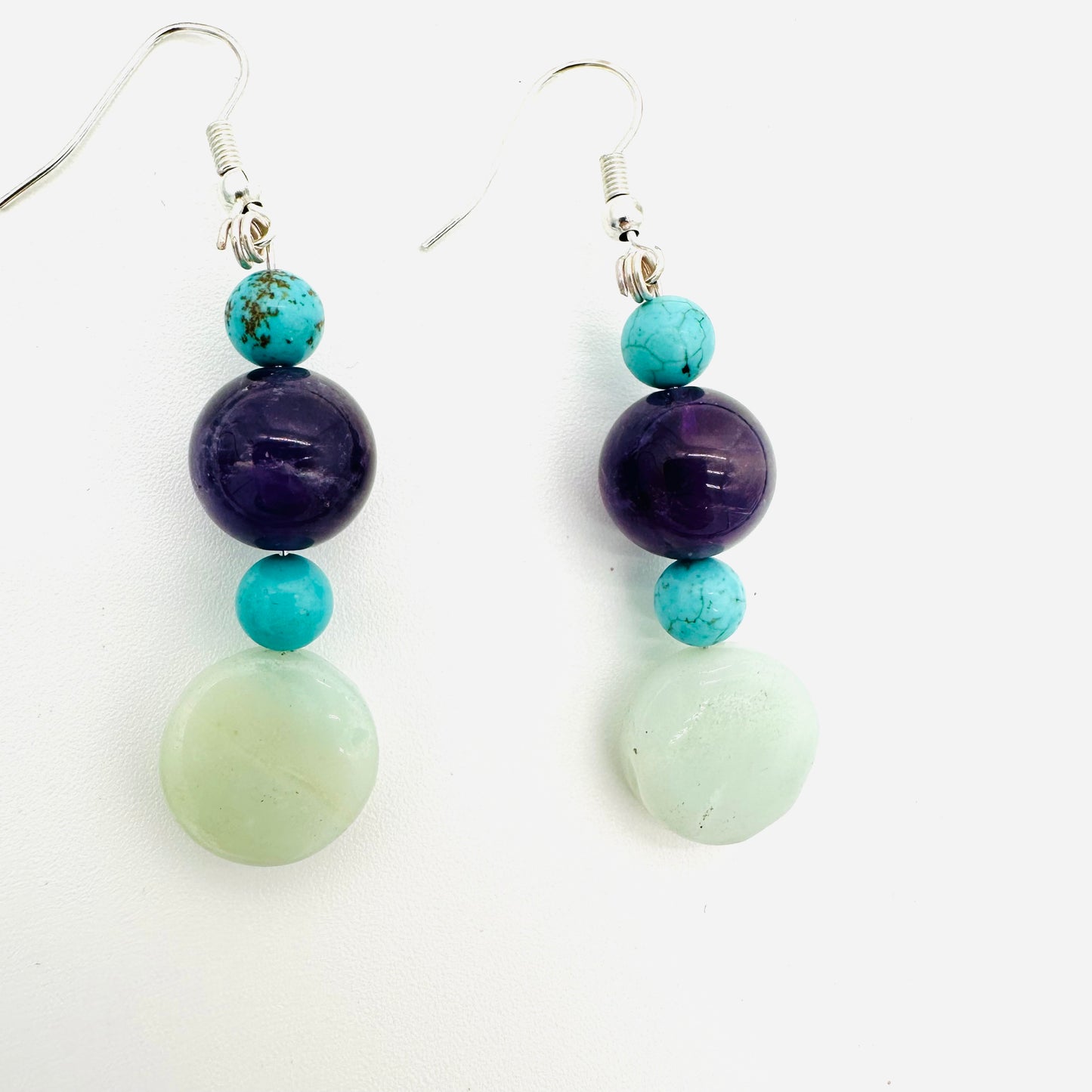 Colorful Amethyst, Amazonite and Howlite necklace and earring set : One-Of-A-Kind