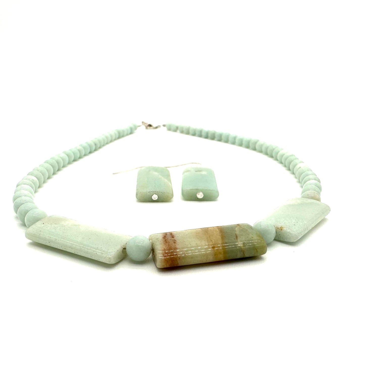 Natural Amazonite Stone Necklace and earring set