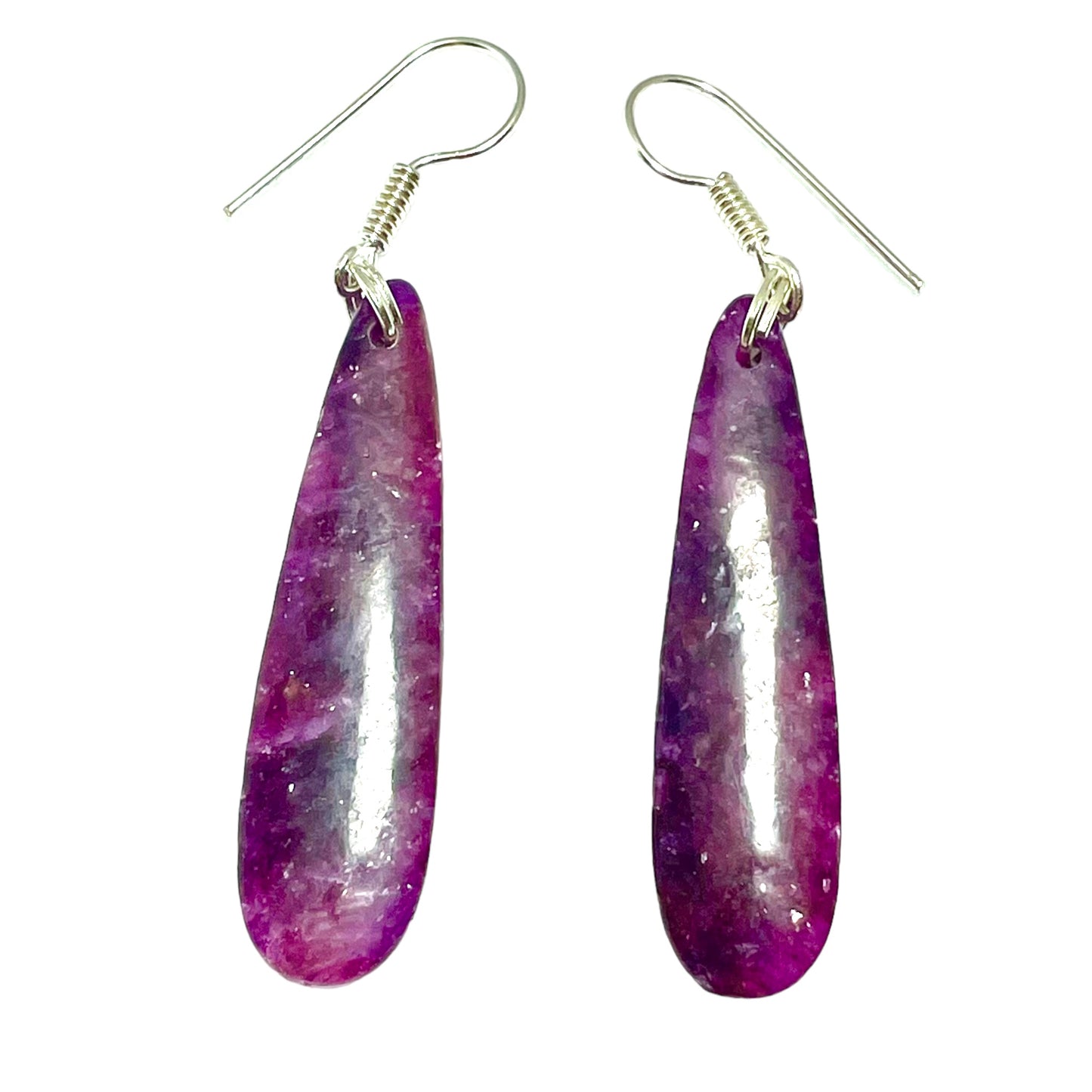 Natural Lepidolite quartz teardrops earrings