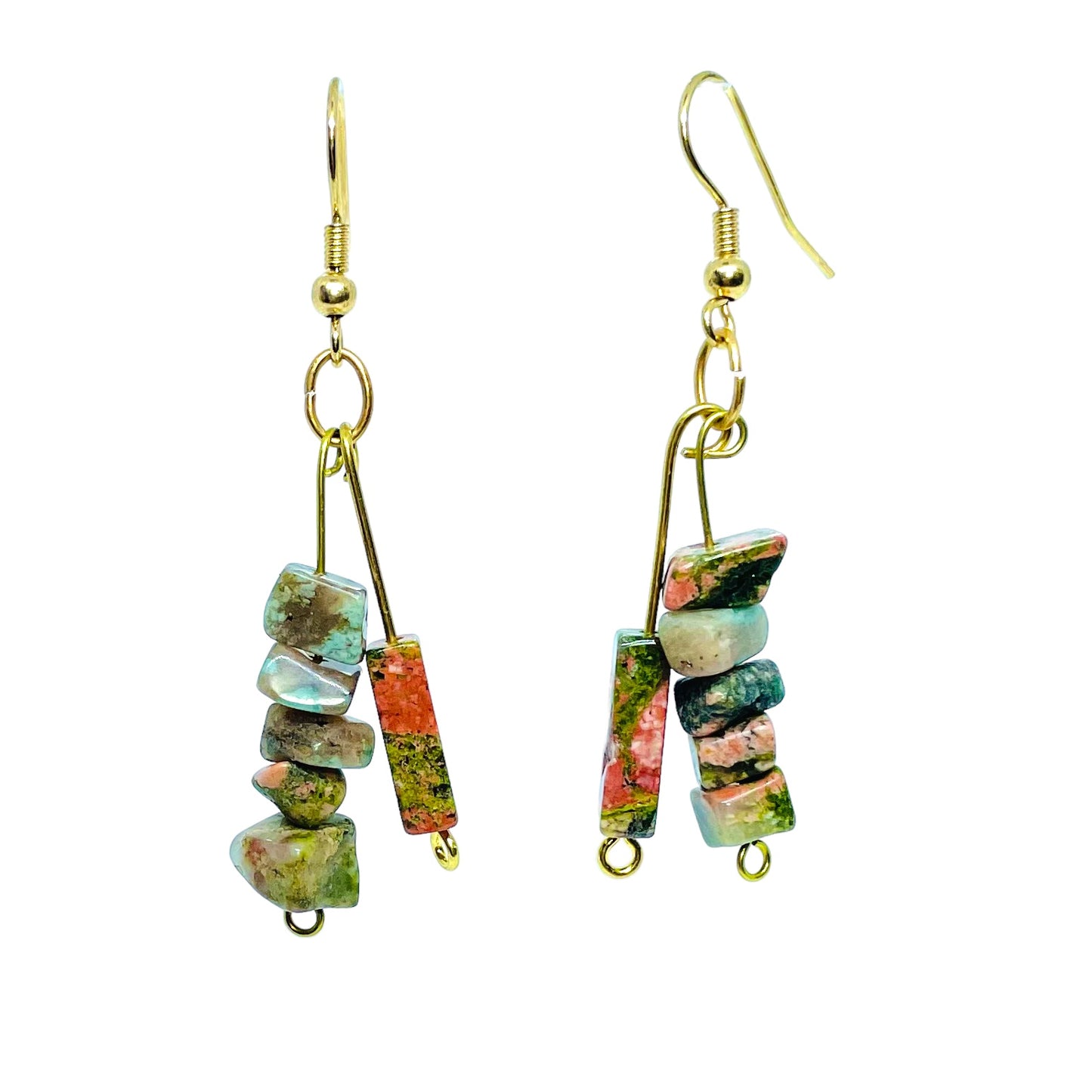 Handmade Unakite Jasper drop earrings