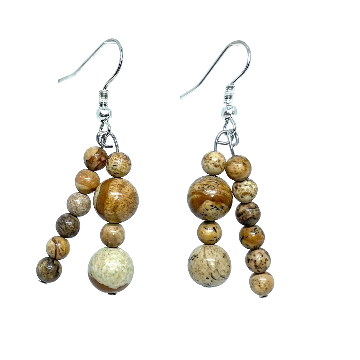 Natural Picture Jasper gemstone earrings, handmade dangle earrings, silver plated earring wire