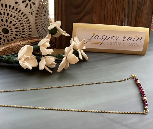 Natural Garnet bar and gold-filled chain necklace. Great for layering. Handmade