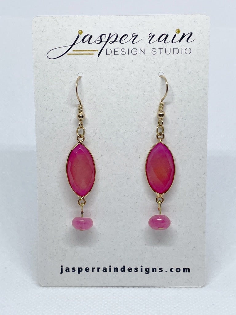 Hot Pink Chalcedony vermeil necklace and earrings: 1-of-a-kind set