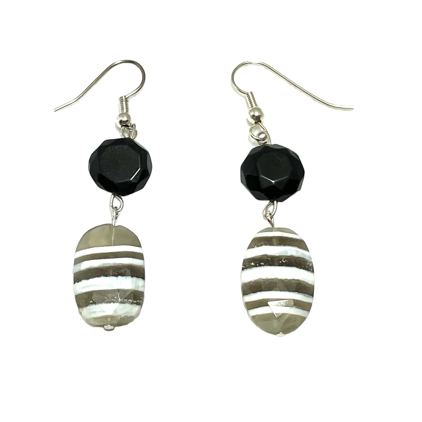 Blue Denim Opal and Rainbow Obsidian dangle earrings