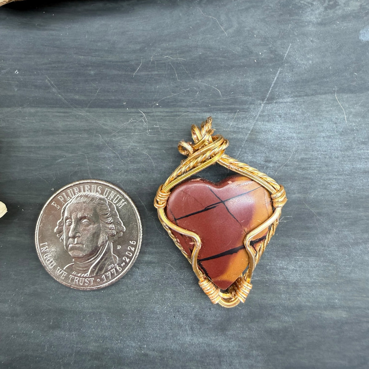 Red Creek Jasper Heart Pendant Necklace – Gold Wire Wrapped