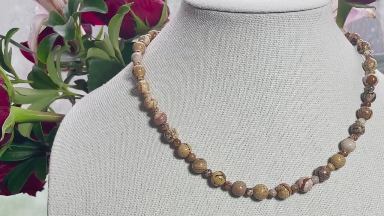 Natural Picture Jasper beaded handmade necklace