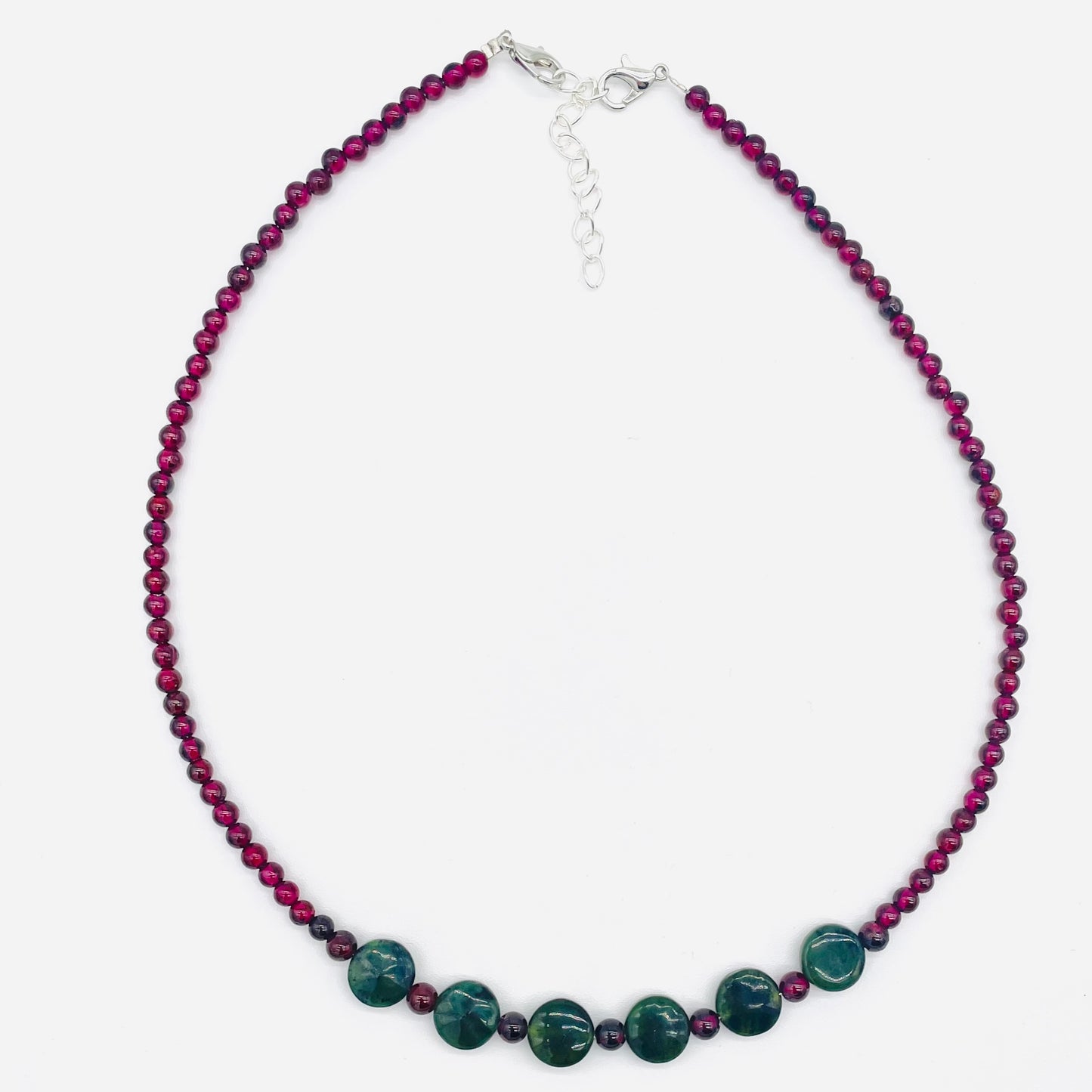 Natural Garnet and Jade coin necklace