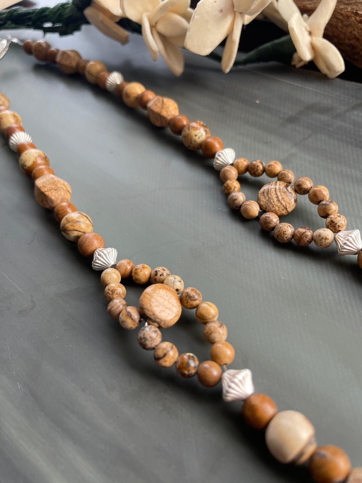 Picture Jasper gemstone pendant necklace, handmade, One-Of-A-Kind