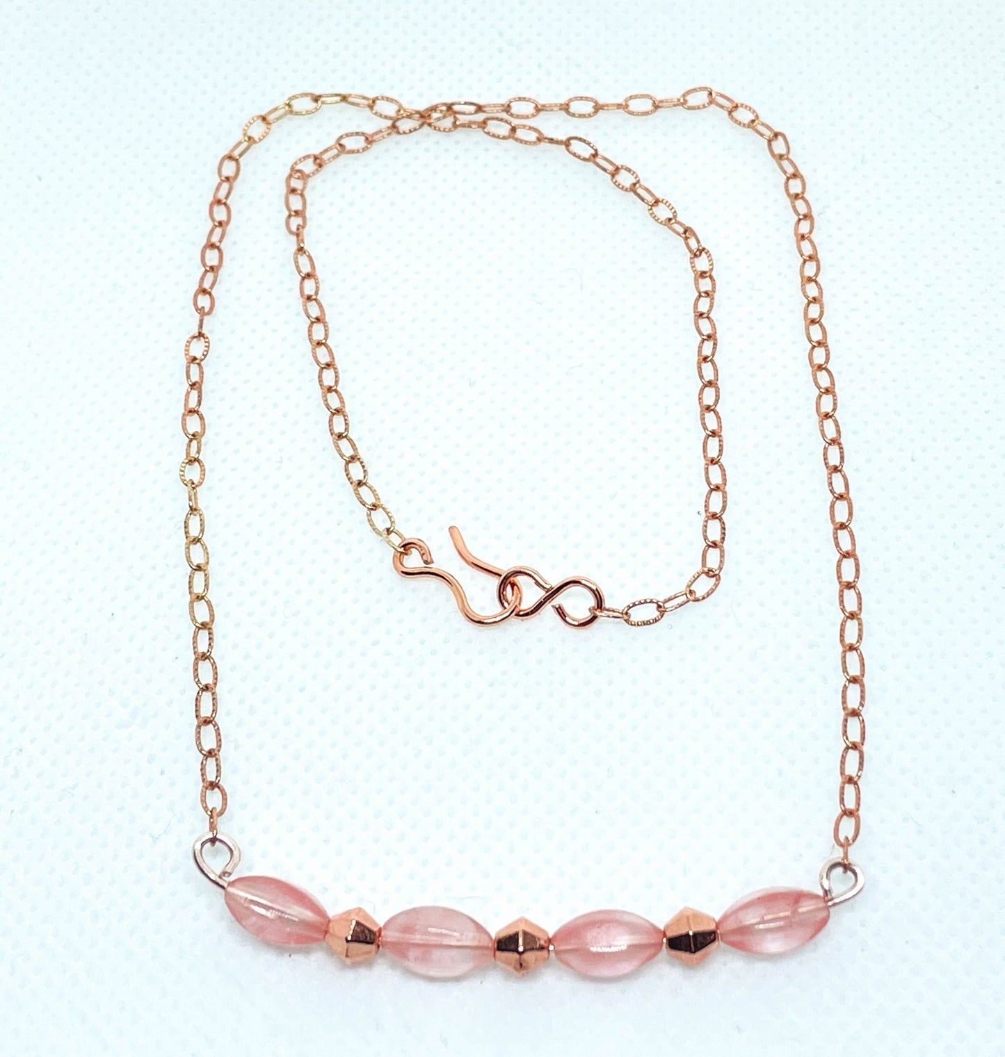 Rose gold and strawberry glass necklace