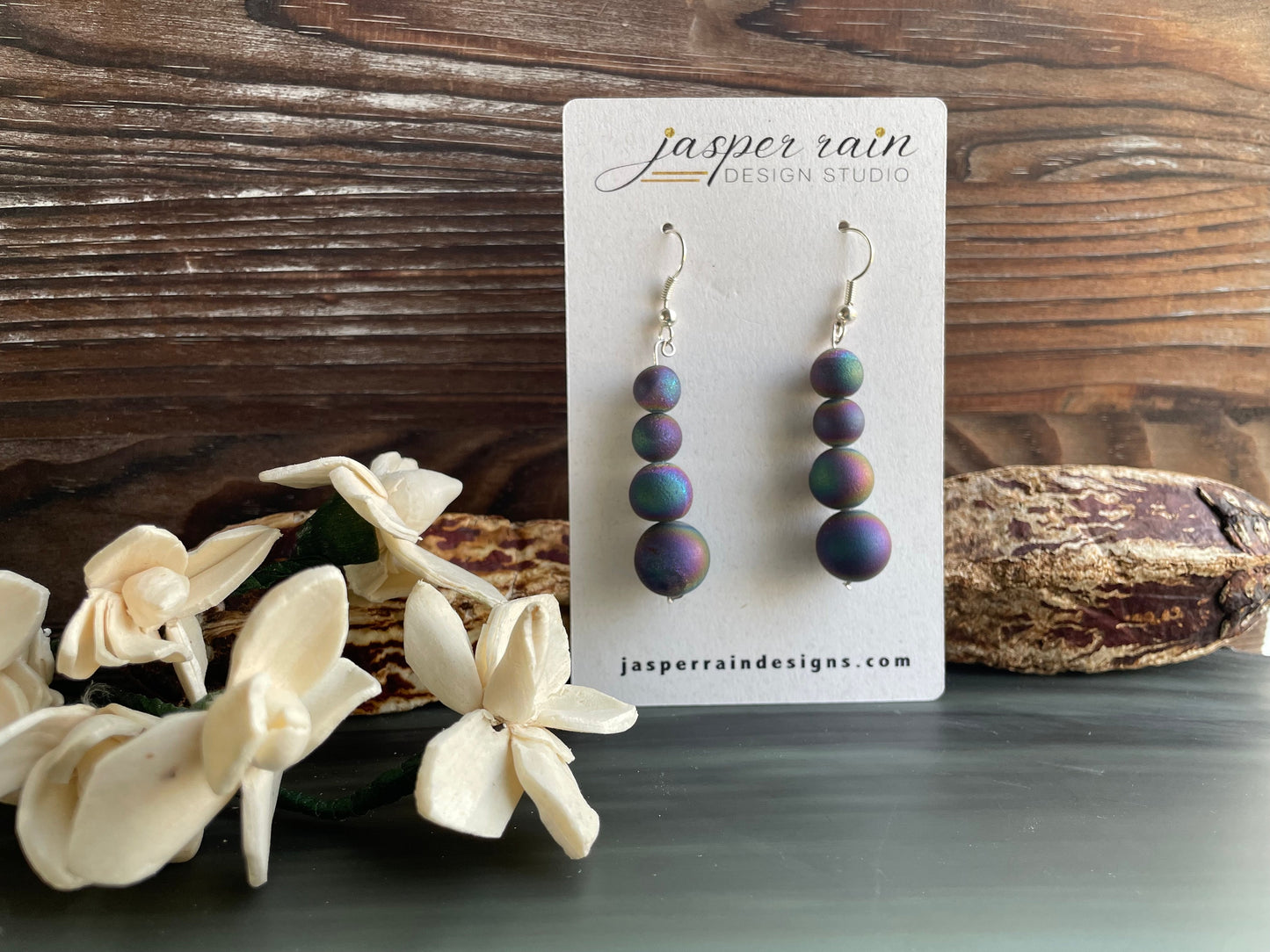 Rainbow druzy gemstone earrings. Bold and beautiful handmade drop earrings.