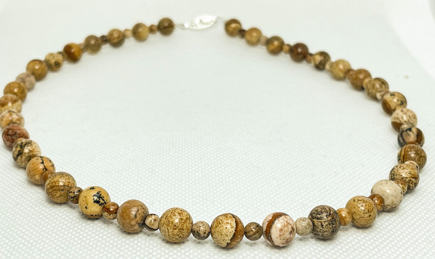 Natural Picture Jasper beaded handmade necklace