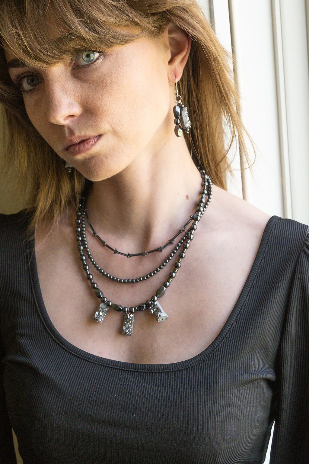 Platinum Druzy earrings, hand made