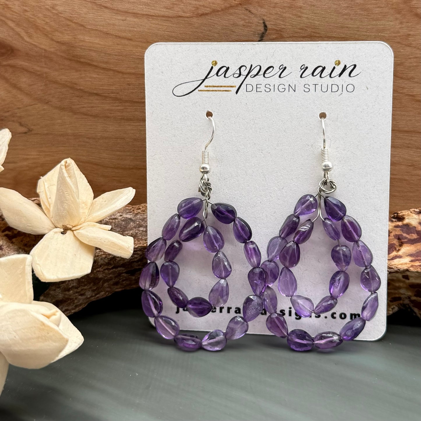 Amethyst hoop earrings