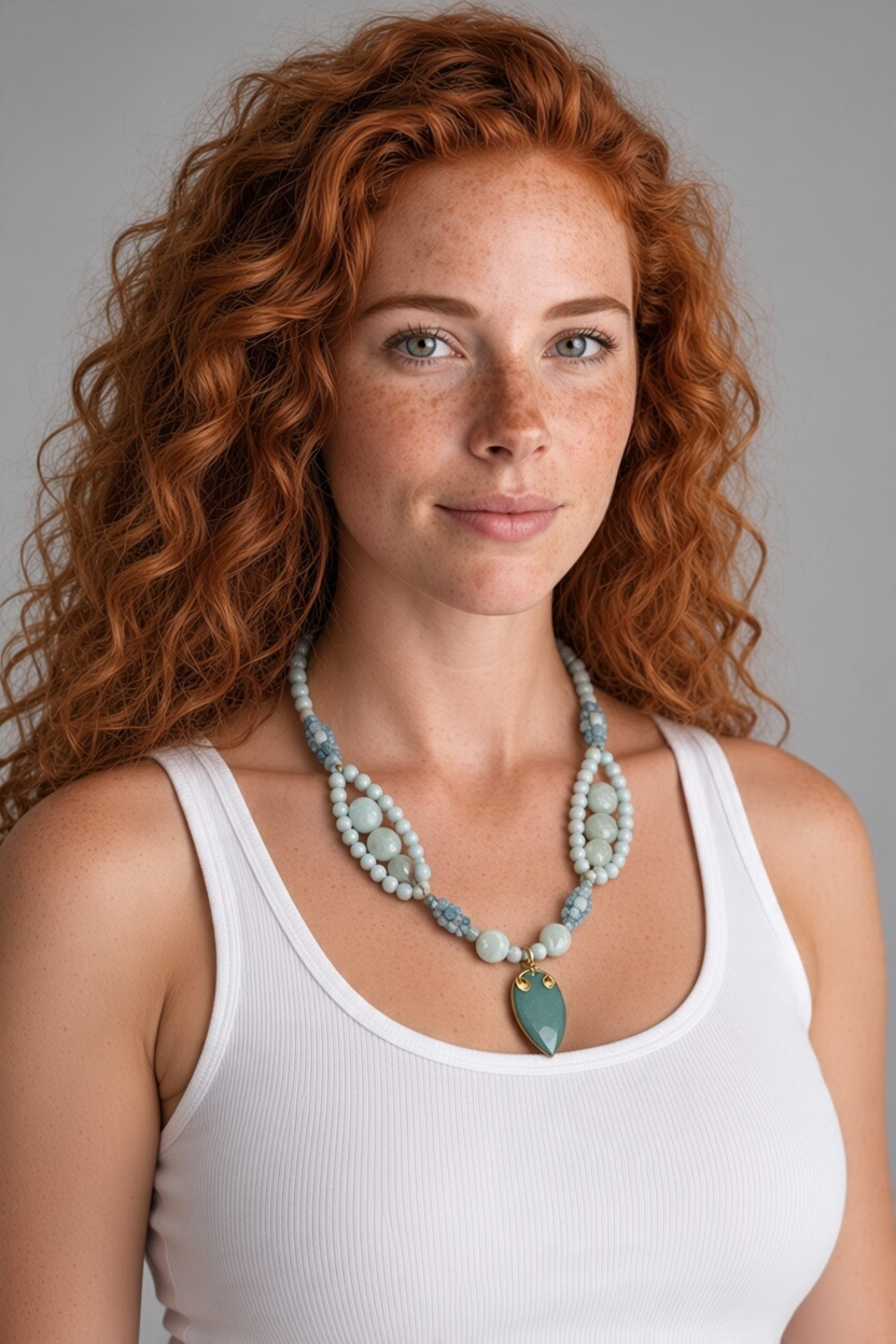 Amanzonite and Chalcedony Arrowhead Pendant Necklace one-of-a-kind