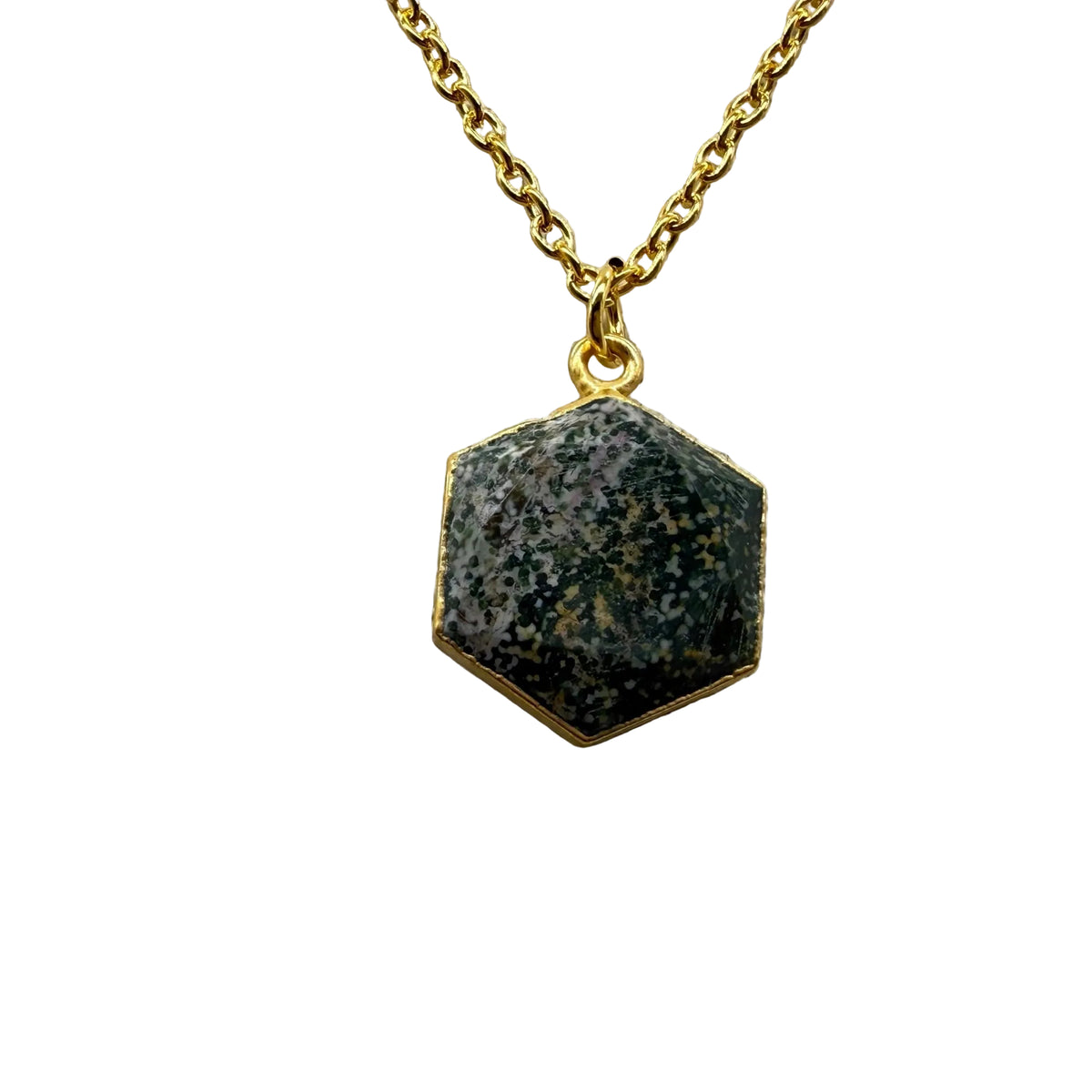 Ocean Jasper Gold Leafed Pendant Necklace