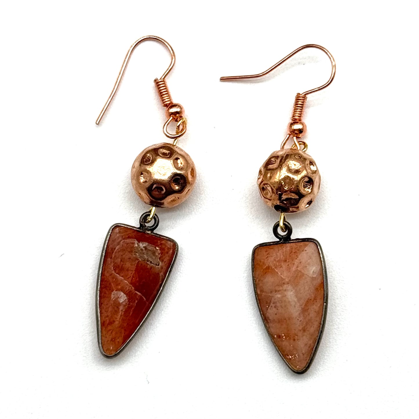 Sunstone and Rose Gold earrings