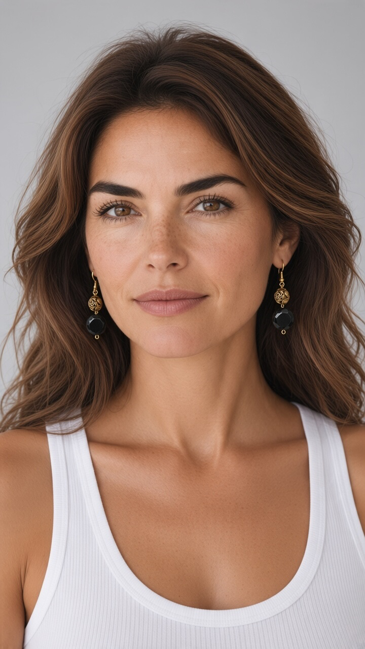 Gold Roses and Rainbow Obsidian earring