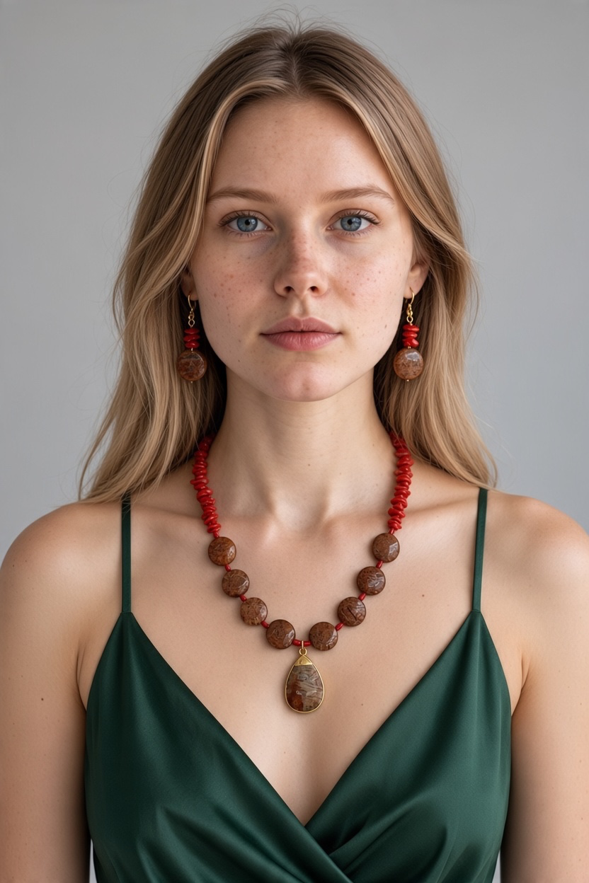 Coral and Red Jasper One-Of-A-Kind Necklace