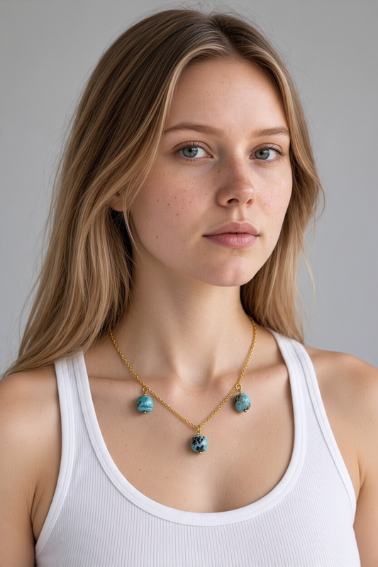 Triple Larimar Pendant necklace
