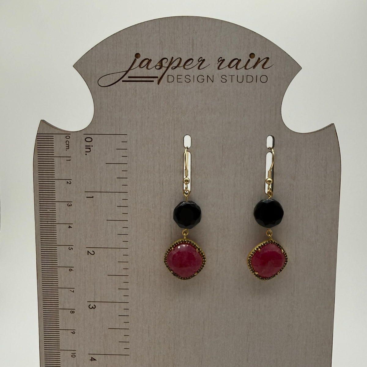 Pink Aventurine pillow Spinel Pave halo pendant and Rainbow Obsidian Earrings