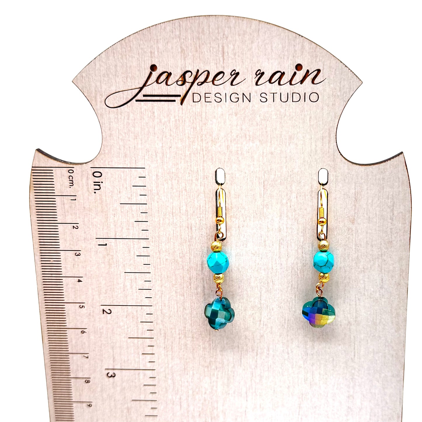 Turquoise Howlite and glass earrings