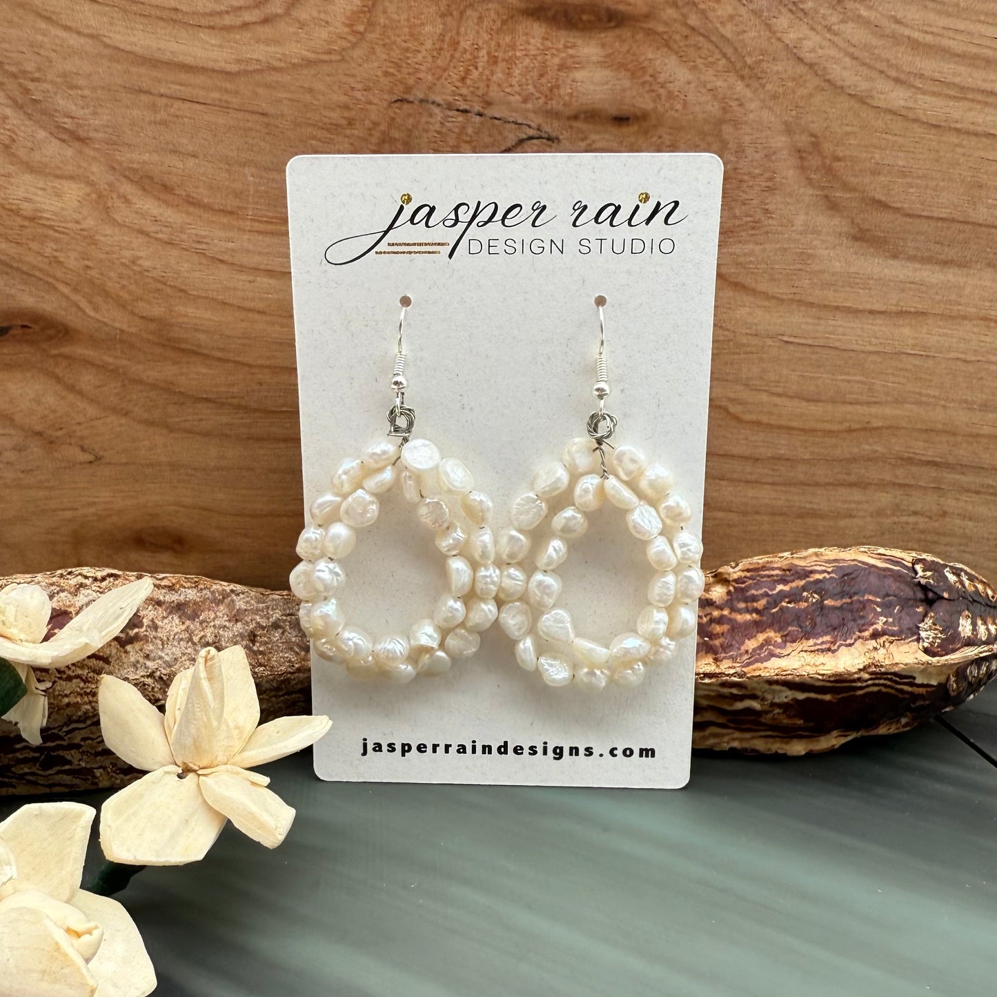 Pearl hoop earrings